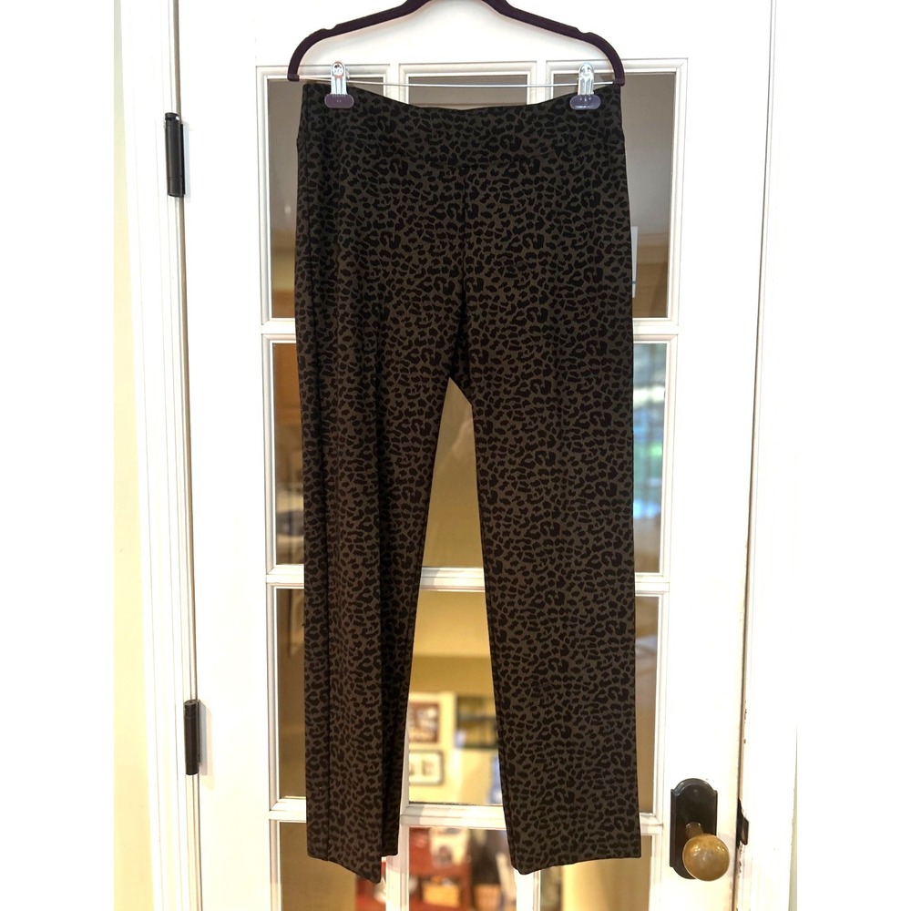 NWT Insight New York Olive Cheetah Print Capri Size 12 Dress Pants